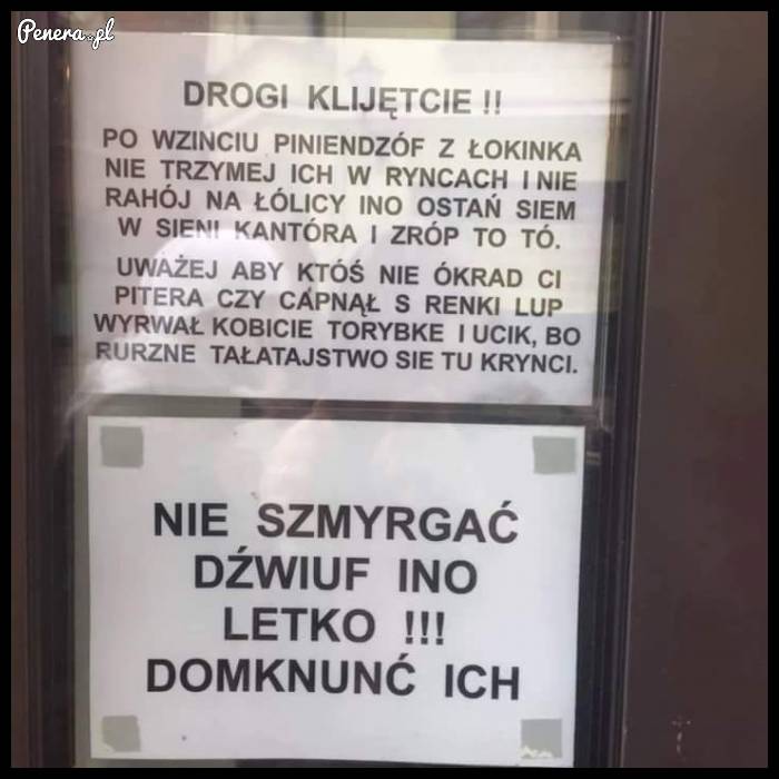 Takie tam ostrzeżenie w kantorze