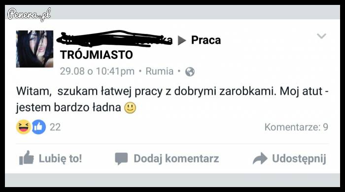 Bardzo ładna szuka dobrze płatnej pracy
