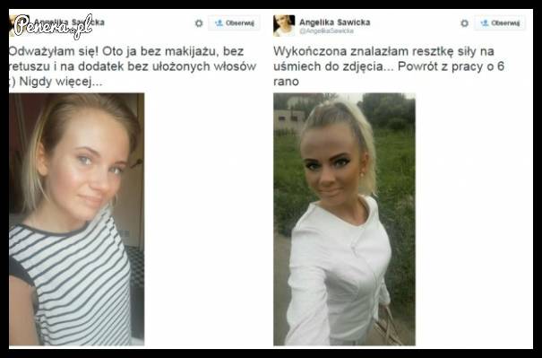 Bez makijażu i z makijażem