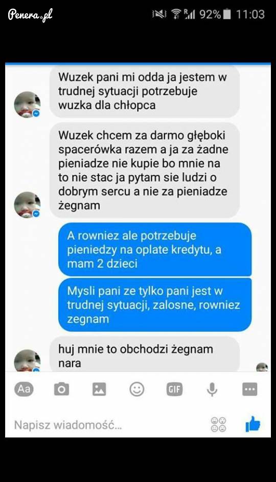 Bo ona chciała wózek za darmo
