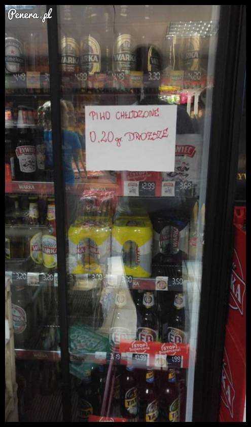 Piwo chłodzone 20gr droższe