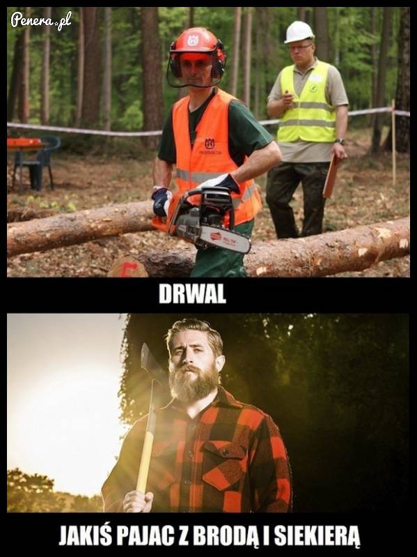 Drwal kontra jakiś pajac z siekierą Drwal kontra jakiś pajac z siekierą