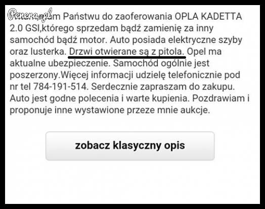 Jeszcze nie widziałem Opla Kadetta z takim wyposażeniem!