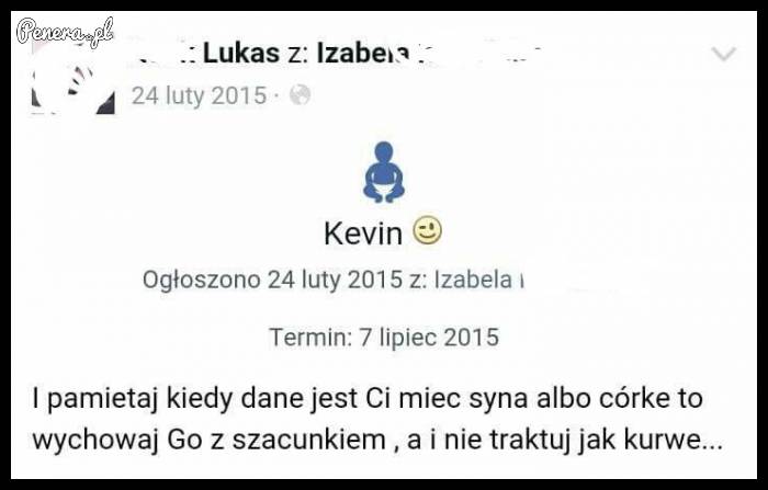 Kolejny Kevin na facebooki