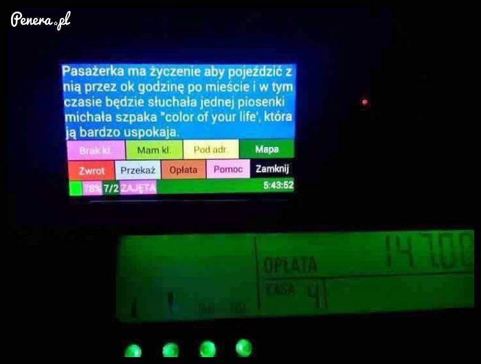 Nietypowa prośba klientki taksówki