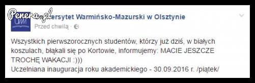 Tymczasem na pierwszym roku studiów