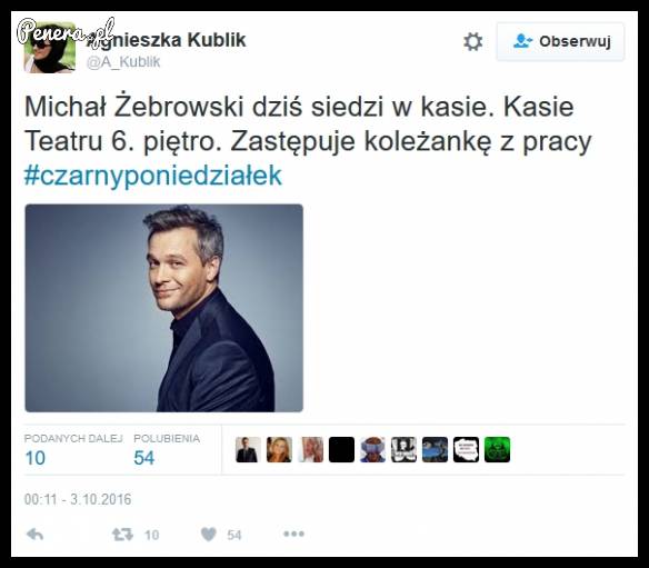 Michał Żebrowski zastępuje dzisiaj koleżankę