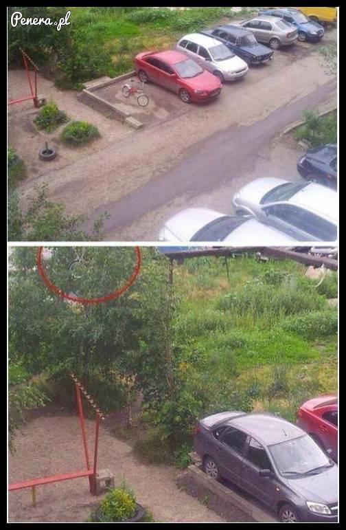 Mógł ten rower gdzieś indziej zaparkować