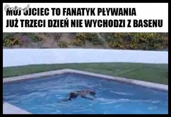 Mój ojciec to fanatyk pływania!