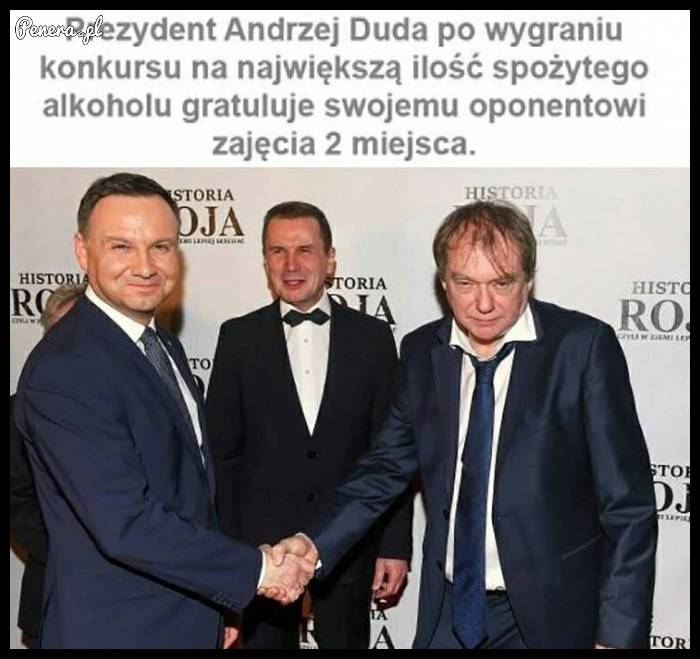 Andrzej duda po wygraniu konkursu alkoholowego