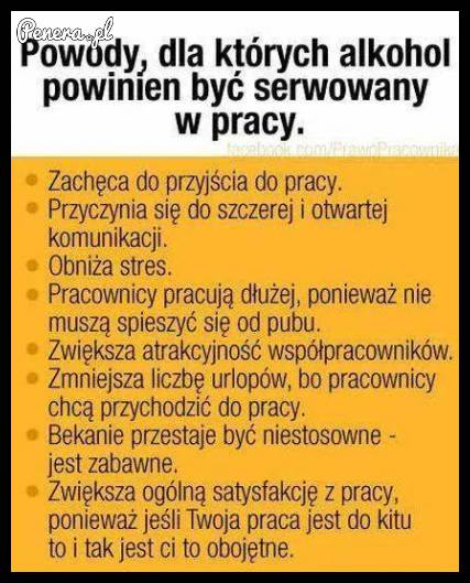 Powody dla których alkohol powinien być serwowany w pracy