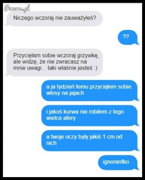 Sama niczego nie zauważyła