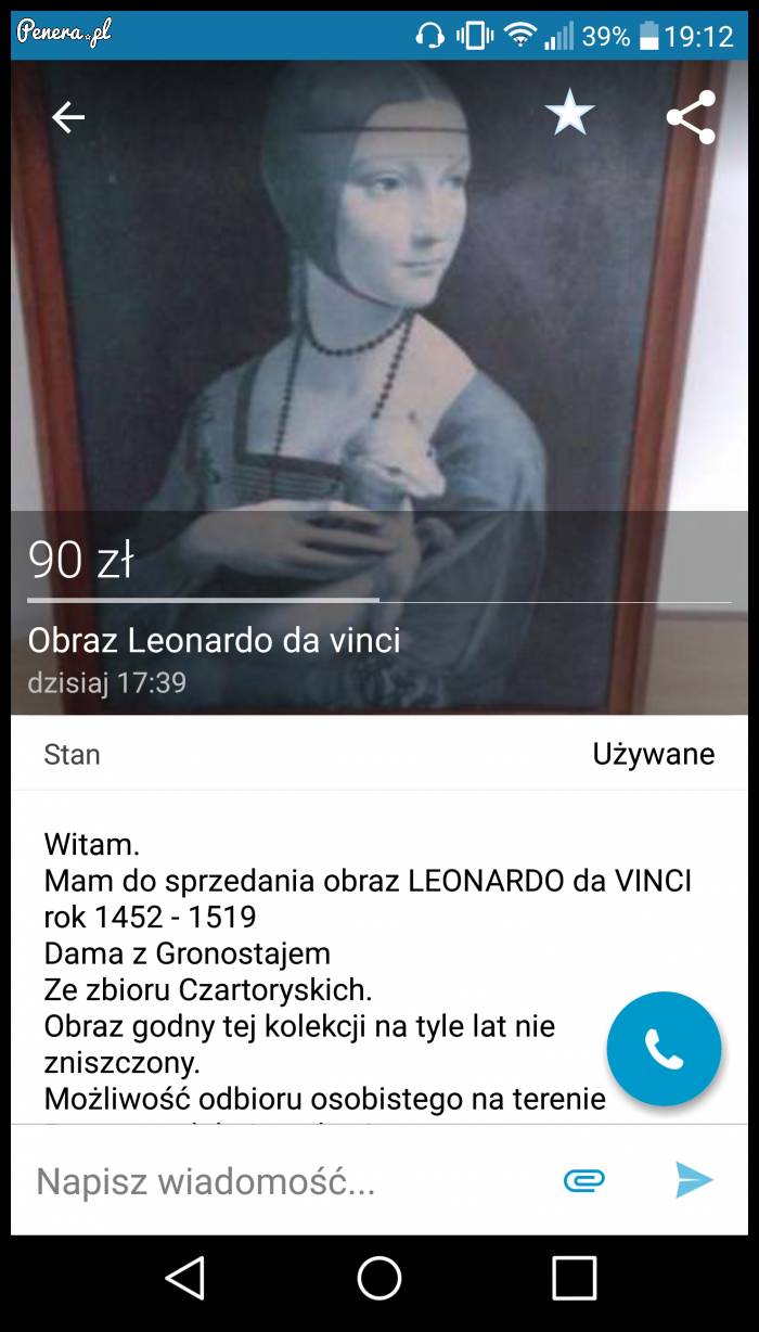 Sprzedam obraz Leonarda da Vinci