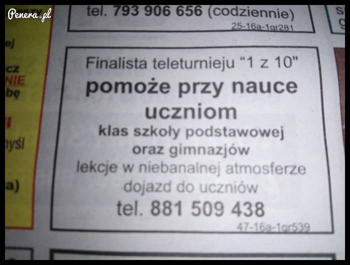 Takiej oferty korepetycji to jeszcze nie widziałem