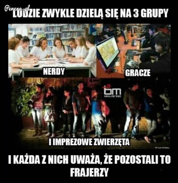 Ludzie dzielą się zwykle na 3 grupy