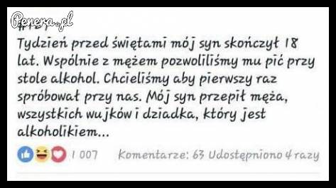 Pierwsze chlanie przy rodzinie