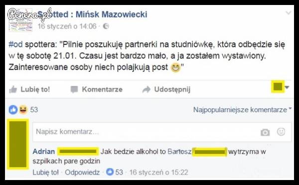 Poszukiwana partnerka na studniówkę