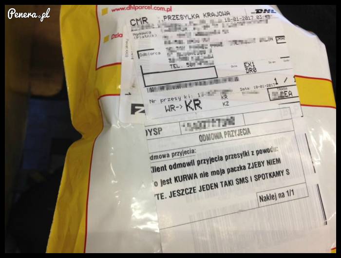 Powód odmówienia paczki