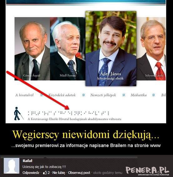 Węgierscy niewidomi dziękują swojemu premierowi za Węgierscy niewidomi dziękują swojemu premierowi za