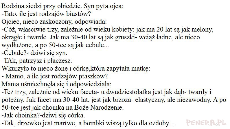 Kawał - Ile jest rodzajów biustów? Kawał - Ile jest rodzajów biustów?