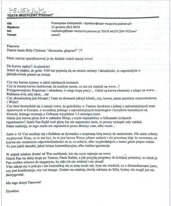 List od dyrektora teatru List od dyrektora teatru