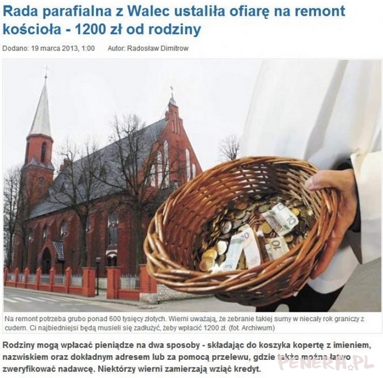 Weź kredyt żeby wspomóc kościół Weź kredyt żeby wspomóc kościół