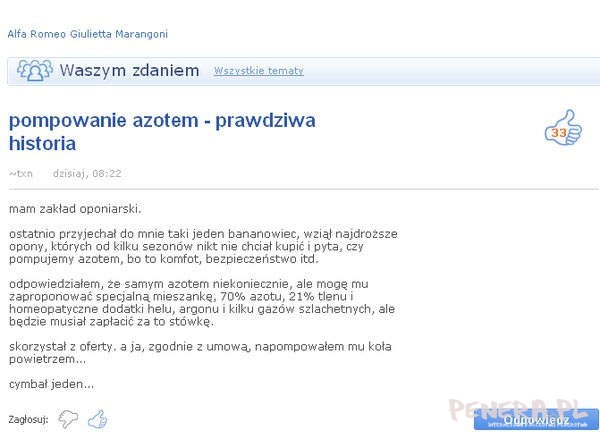 Pompowanie azotem - prawdziwa historia