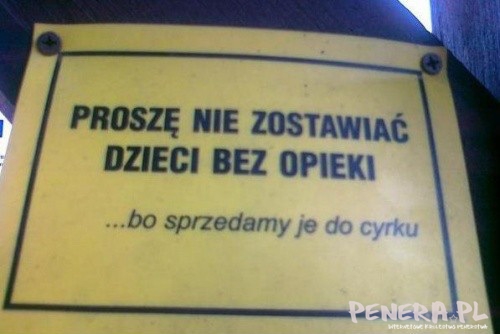 Proszę nie zostawiać dzieci bez opieki