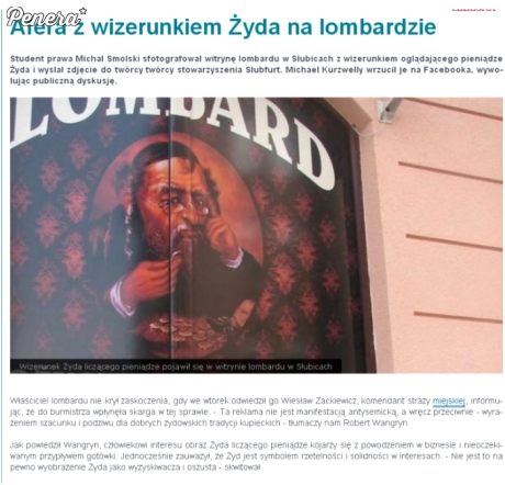 Afera z wizerunkiem żyda na lombardzie