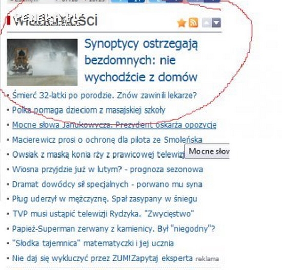 Synoptycy ostrzegają bezdomnych