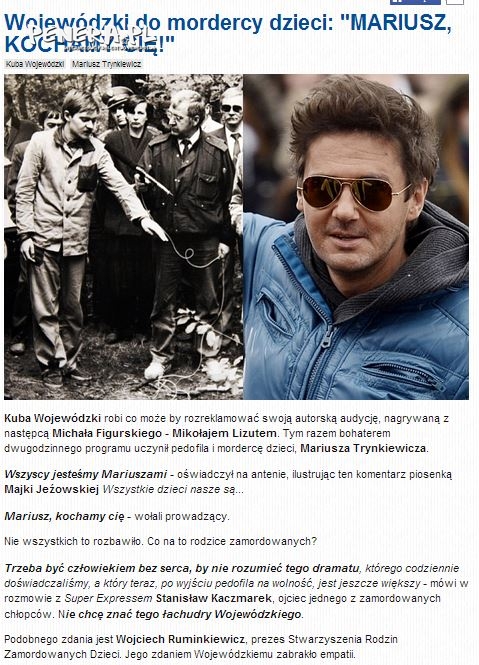 Wojewódzki przesadził na temat Trynkiewicza Wojewódzki przesadził na temat Trynkiewicza