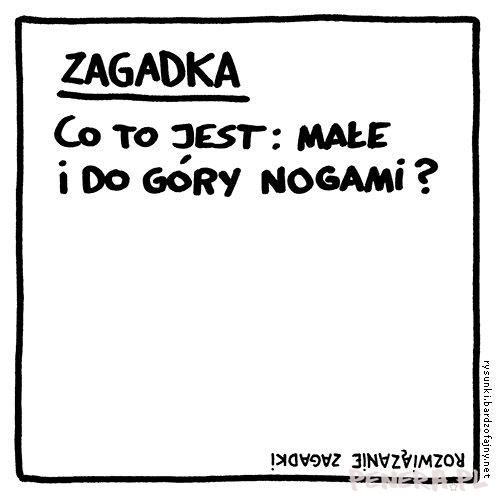 Co to jest? Małe i do góry nogami. Co to jest? Małe i do góry nogami.