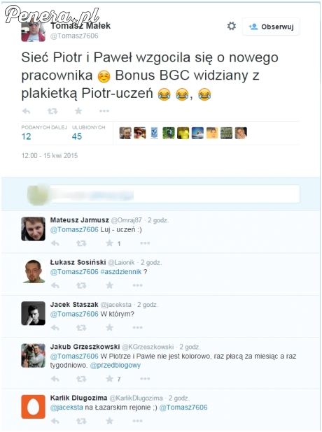 Bonus BGC widziany jako pracownik Piotra i Pawła