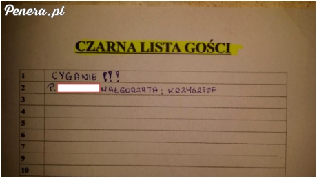 Czarna lista gości w jednym z Hoteli