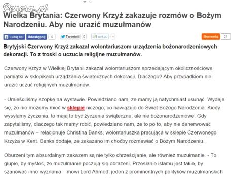 Czerwony Krzyż zakazał rozmów o Bożym Narodzeniu żeby nie urazić muzułmanów