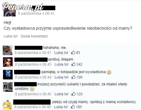 Czy dziekan przyjmie usprawiedliwienie od mamy?