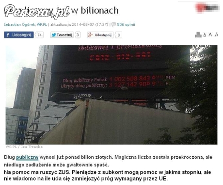 Dług publiczny mamy już w milionach