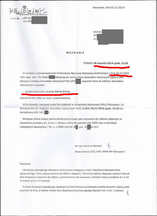 Prokurator zwraca dowody rzeczowe po 10 latach Prokurator zwraca dowody rzeczowe po 10 latach