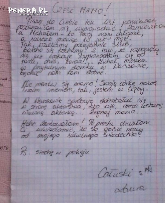 Zajebisty list do mamusi