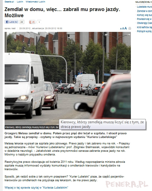 Jeżeli zemdlejesz mogą zabrać Ci prawko na rok Jeżeli zemdlejesz mogą zabrać Ci prawko na rok