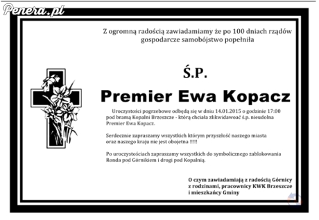 Ewa Kopacz popełniła samobójstwo