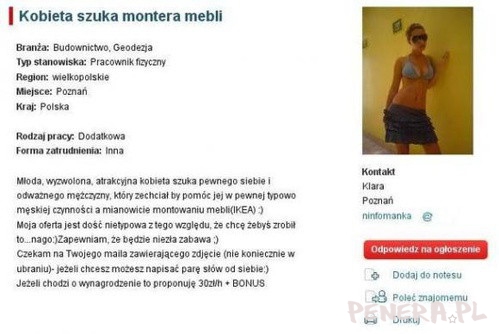 Kobieta szuka montera - ciekawe wynagrodzenie Kobieta szuka montera - ciekawe wynagrodzenie