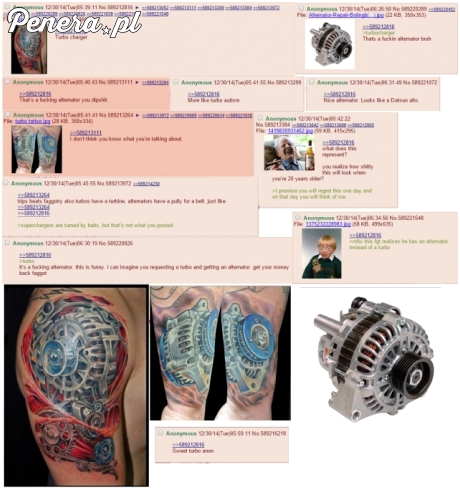 Idiota wytatuował sobie alternator myśląc że to Turbo