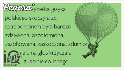 Jak polonistka określi skok na spadochronie?