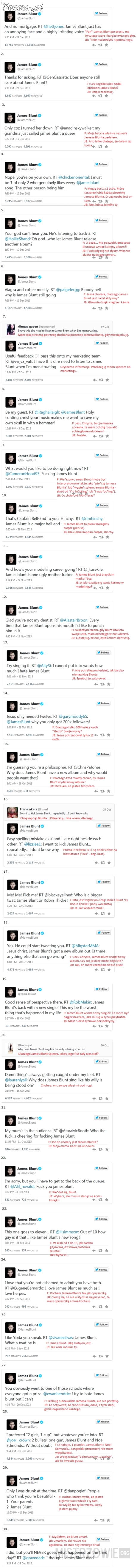 James Blunt kontra jego fani