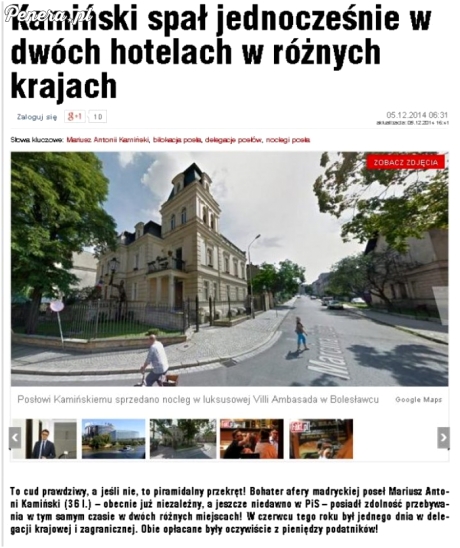 Kamiński spał jednocześnie w dwóch hotelach w różnych krajach