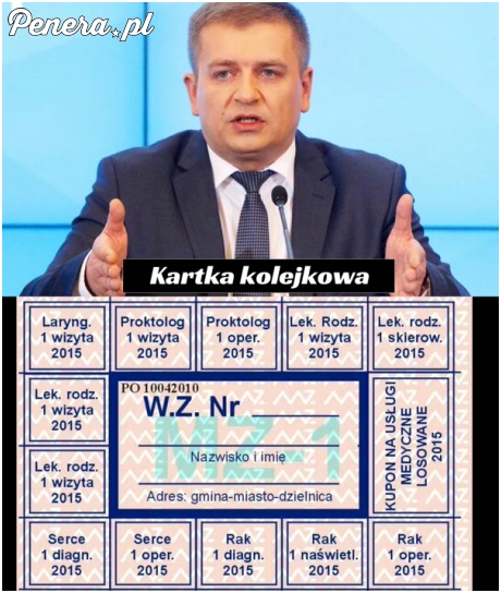Kartka kolejkowa od ministra Arłukowicza