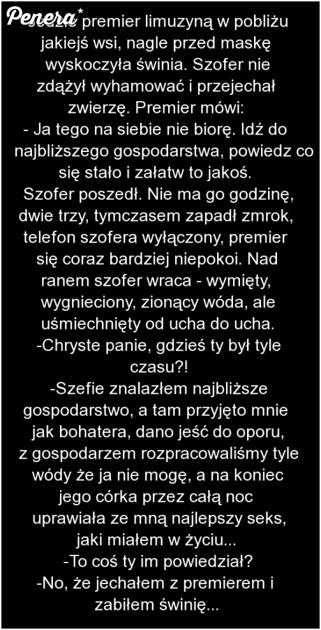 Kawał o premierze i świni