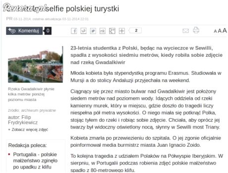 Kolejne śmiertelne selfie polskiej turystki
