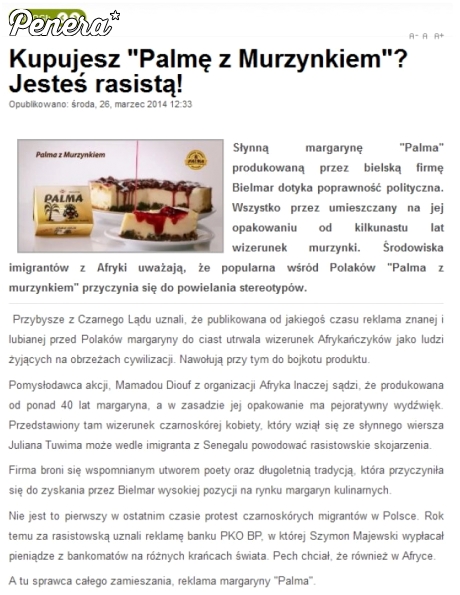 Kupujesz Palmę z Murzynkiem? - jesteś rasistą